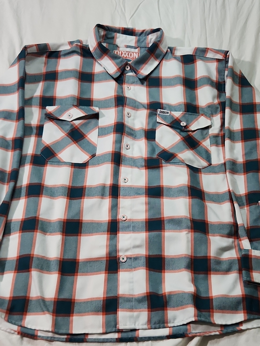 4X The Undefeated DIXXON Men’s Plaid Button-Down Shirt - White, Blue & Orange